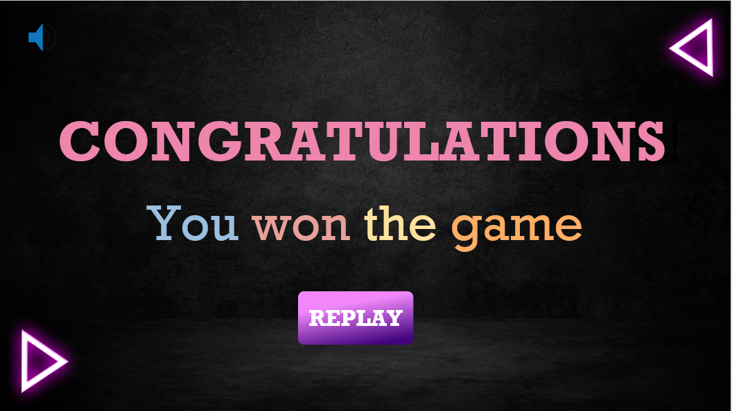 Color blind game's congratulations slide