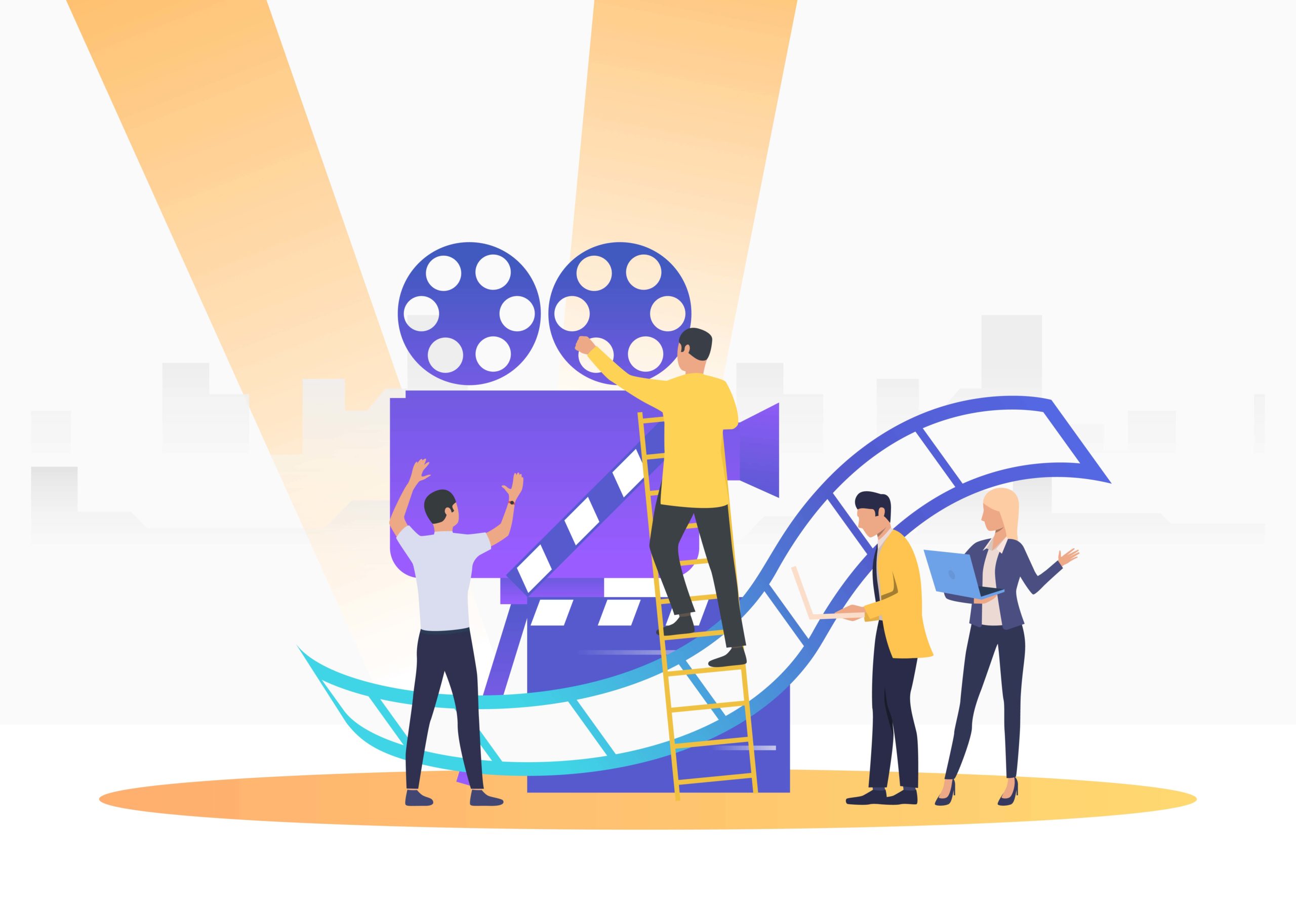 People creating film