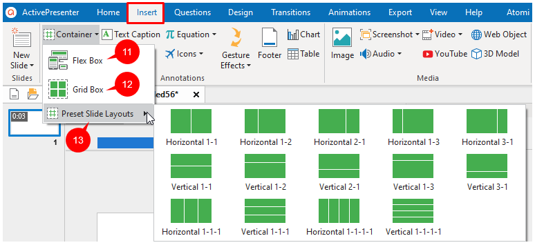 Preset layout