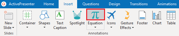 select the Equation icon