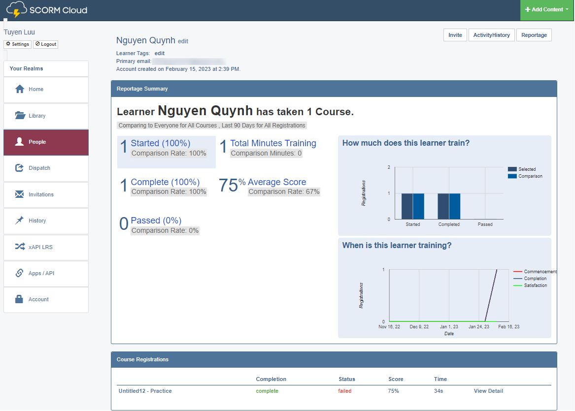 Scorm cloud report