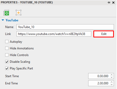 Edit the embedded video