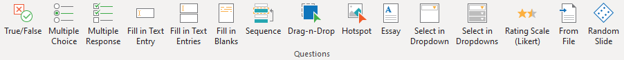 13 questions type in eLearning PPT maker