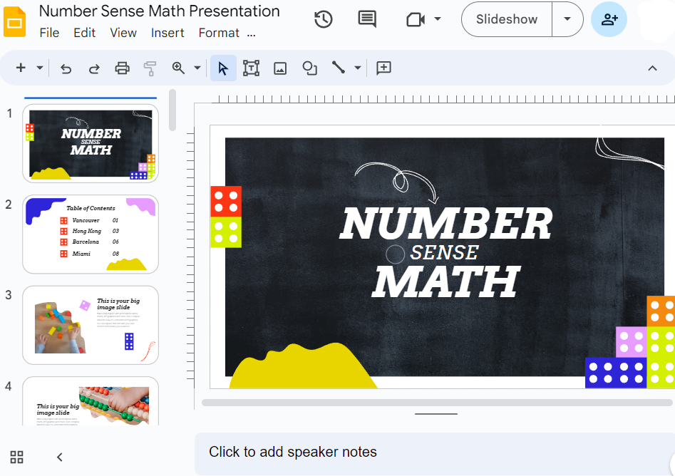 number sense math template