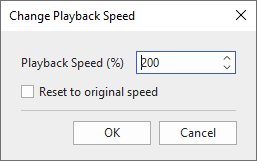 change playback speed dialog to speed up or slow down video