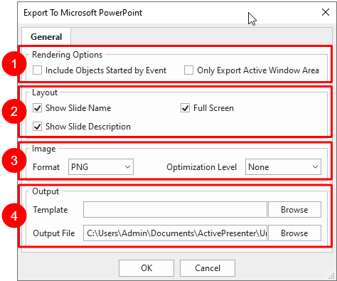 Export project to microsoft powerpoint dialog