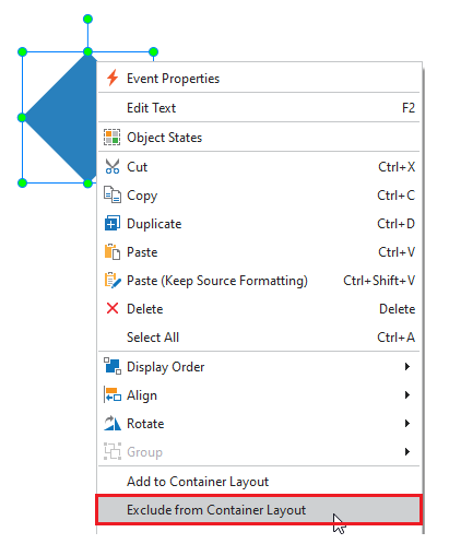 right-click object and select Exclude from Container Layout