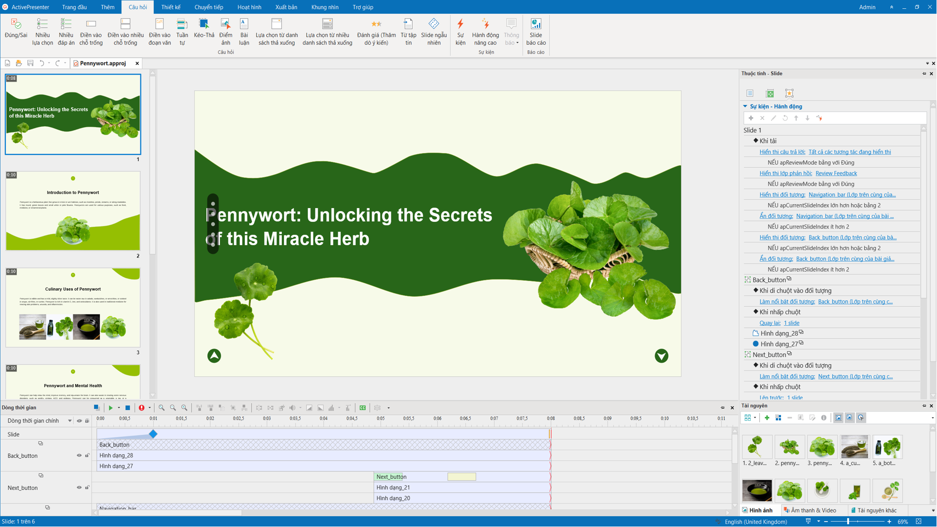 slide bài học tạo bởi ActivePresenter