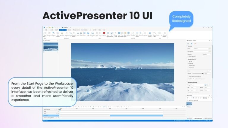 Redesigned ActivePresenter 10 interface