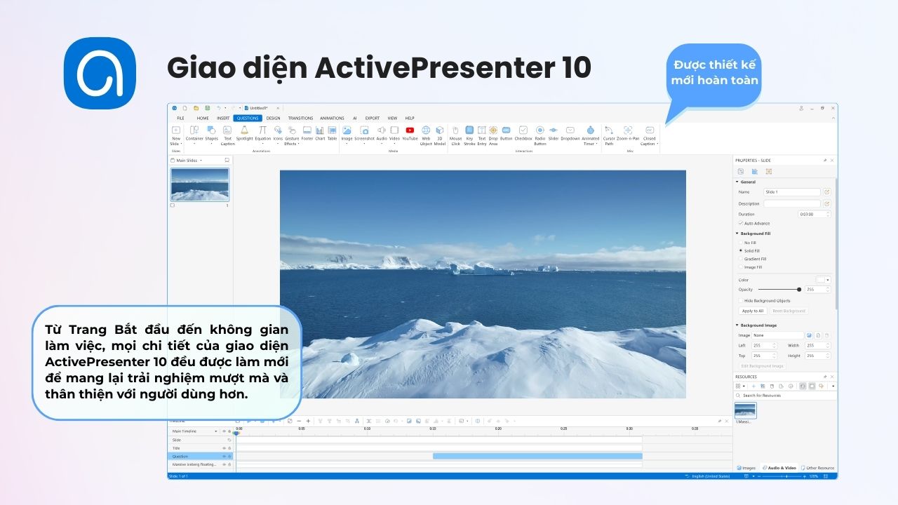 Giao diện và logo mới của ActivePresenter 10