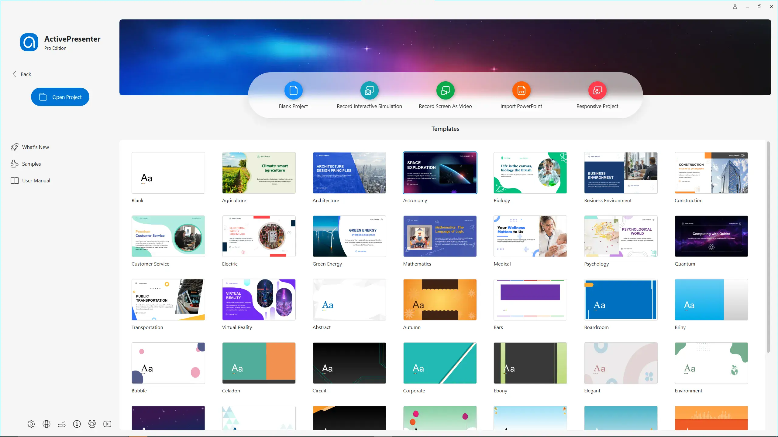 Start Page ActivePresenter 10