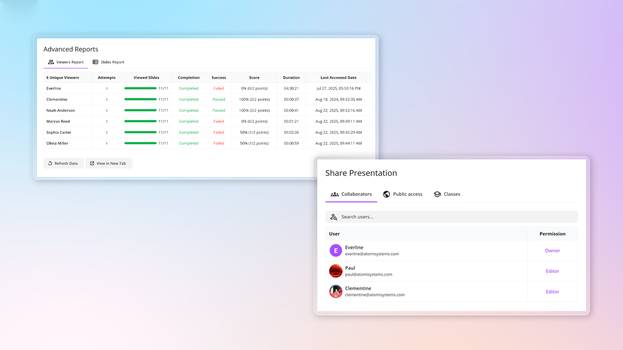 export to uPresenter analytics