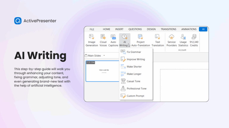 AI writing ActivePresenter 10