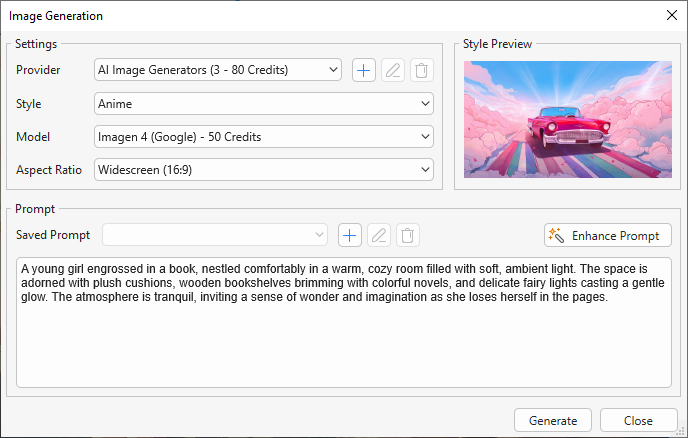 Image Generation dialog
