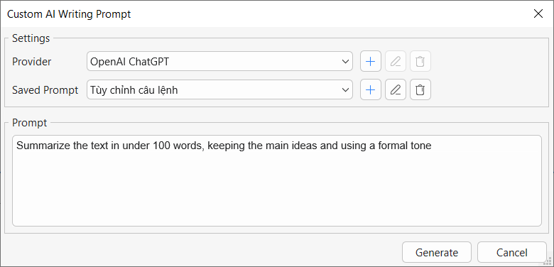 custom AI writing