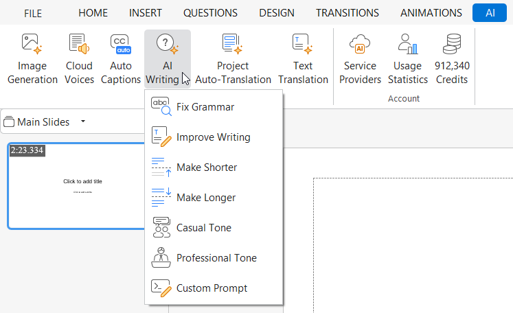 AI writing ActivePresenter 10