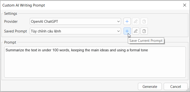 save current prompt AP10