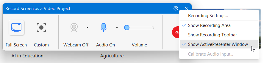 record ActivePresenter screen