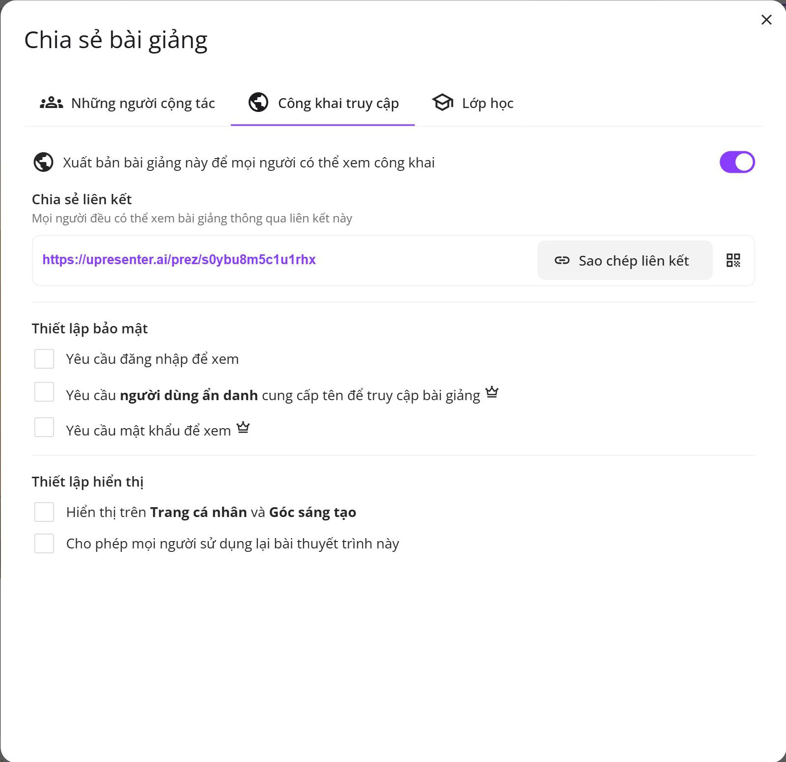 chia sẻ bài giảng uPresenter