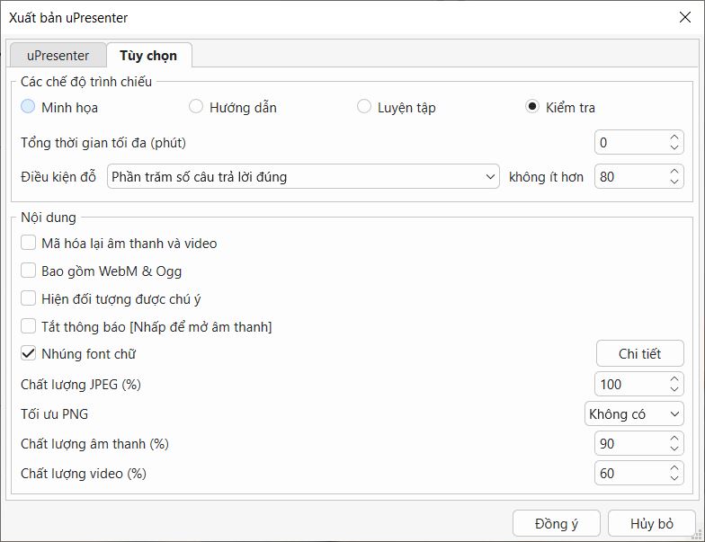 Tùy chọn xuất uPresenter