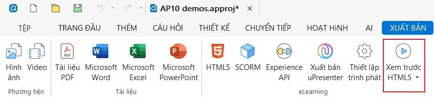 Xem trước HTML5 ActivePresenter