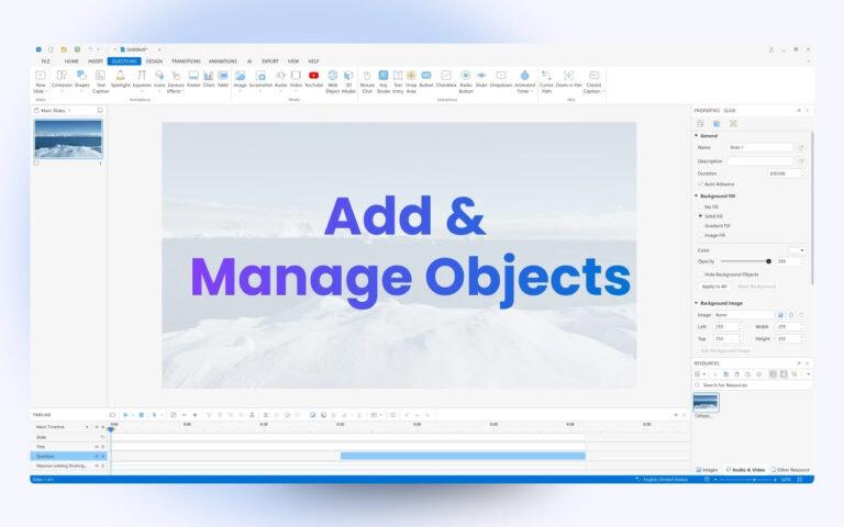 add & manage objects ActivePresenter