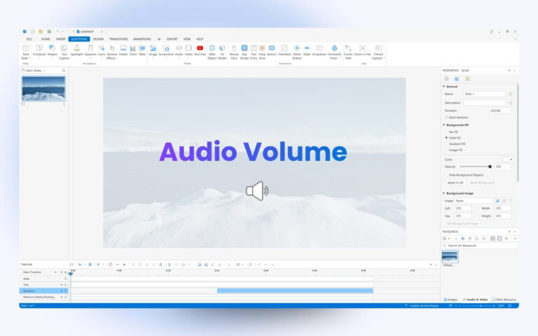 audio volume ActivePresenter
