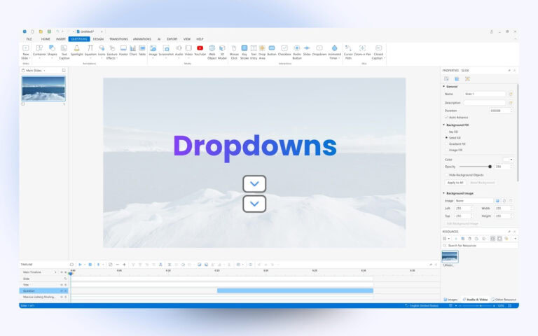 dropdowns question ActivePresenter