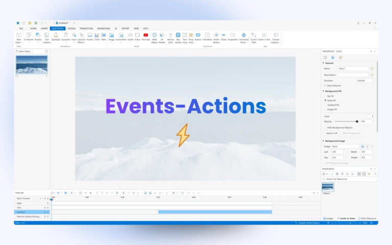 events-actions ActivePresenter
