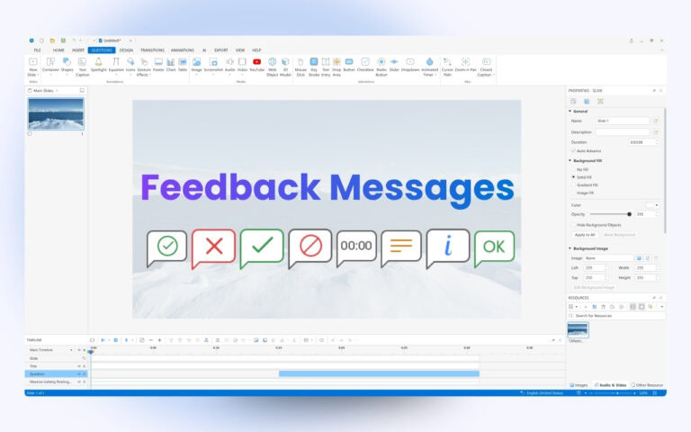 Feedback message ActivePresenter