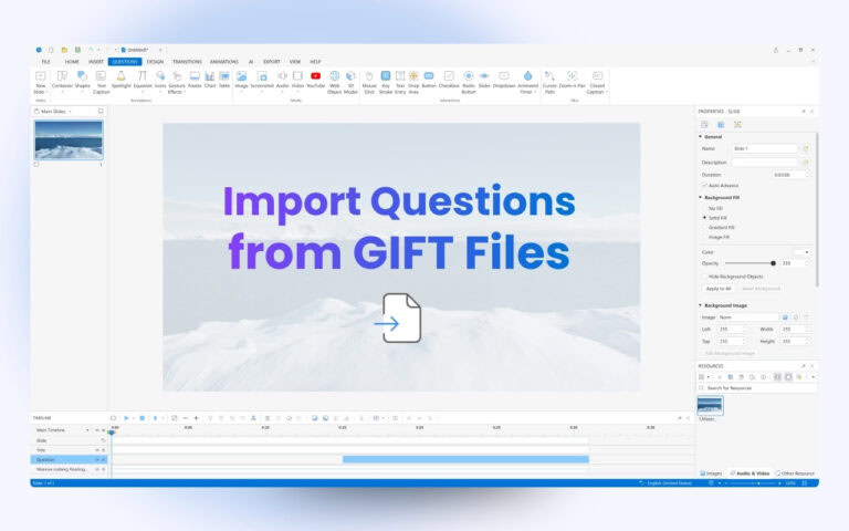 Import Question from GIFT files ActivePresenter