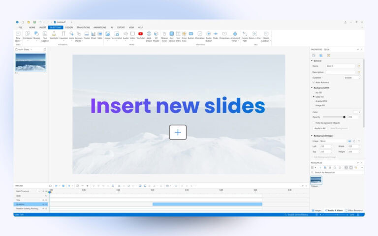 insert new slides ActivePresenter