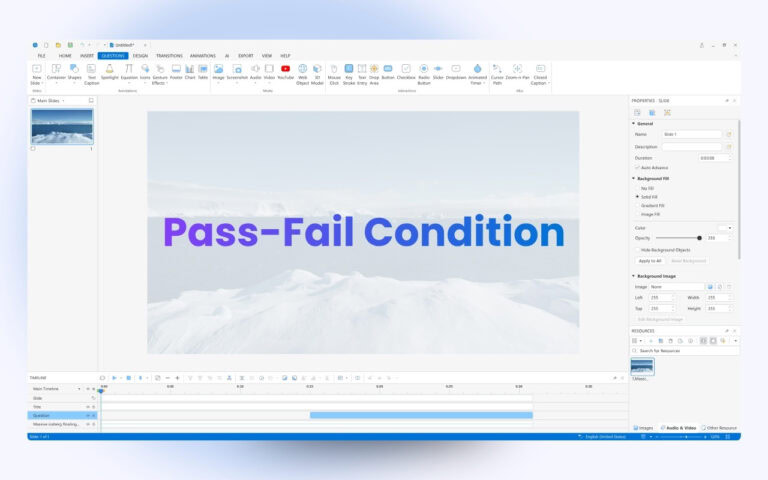 pass-fail condition ActivePresenter