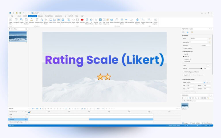 rating scale quiz ActivePresenter
