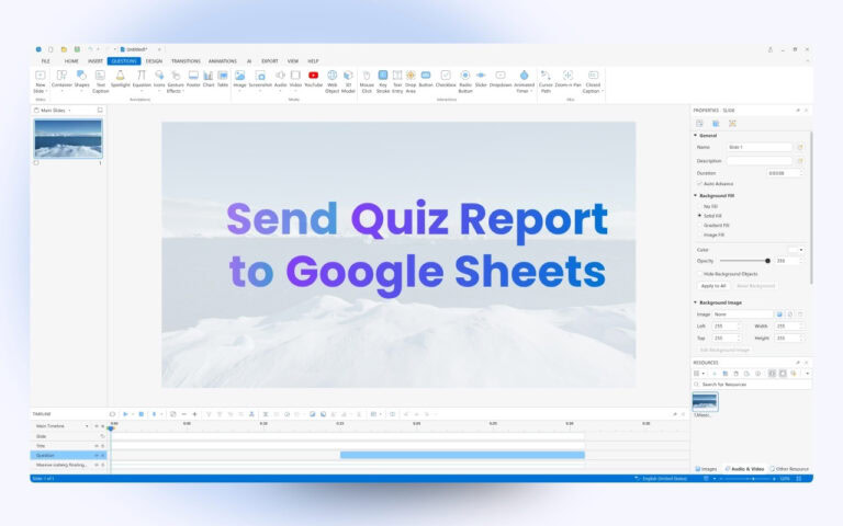 send quiz report to Google Sheets ActivePresenter