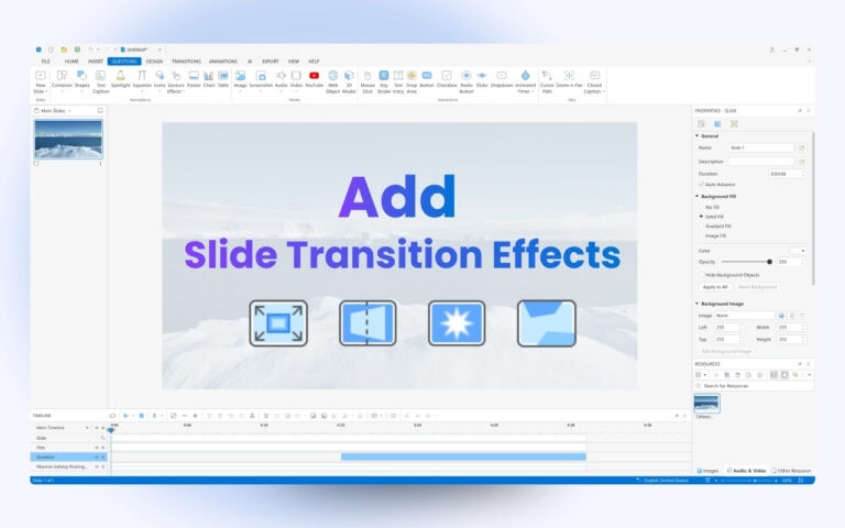 slide transition effects ActivePresenter 10