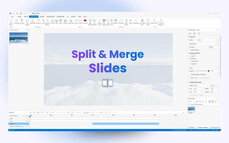 split merge slide ActivePresenter