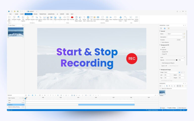 start & stop recording ActivePresenter