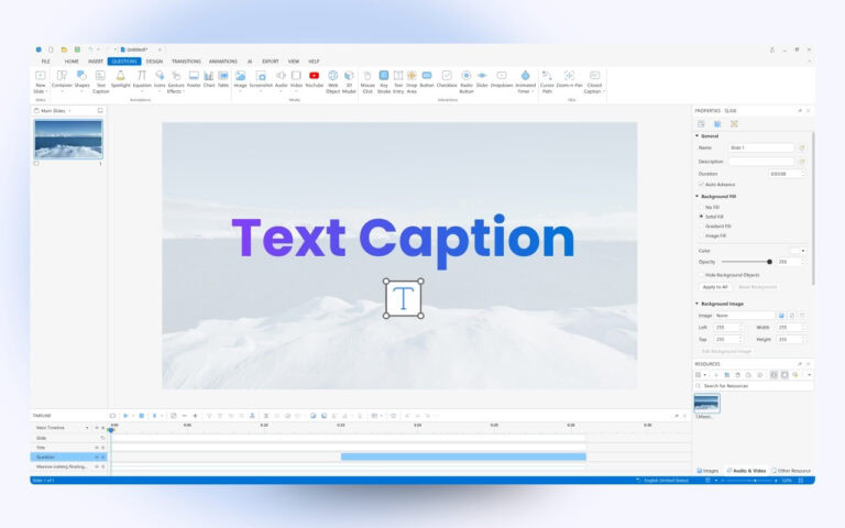 text caption ActivePresenter