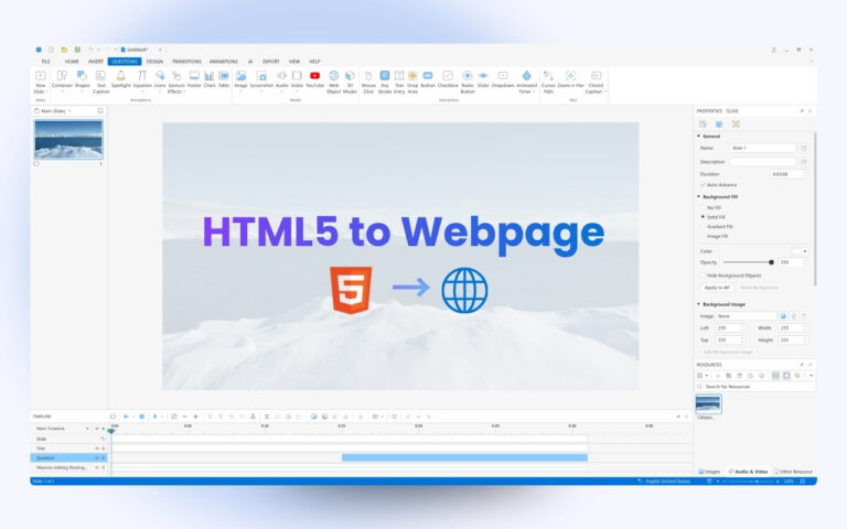 html5 to webpage ActivePresenter