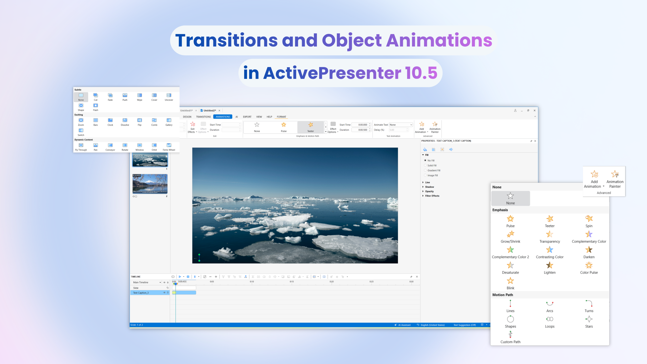 Transitions and Object Animations in ActivePresenter 10.5