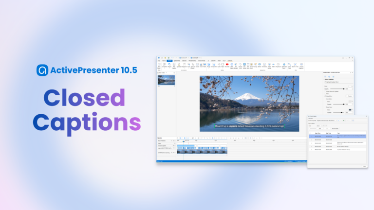 closed caption in activepresenter 10.5